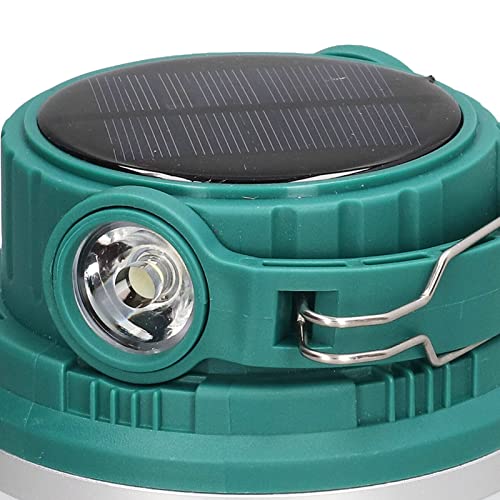 led solar light bulb, solar bulb 6 gears dual modes for camping(green)