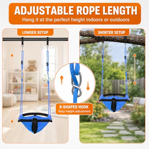 Hi-Na Kids Swing Seats, Hand-Made Kids Swing with Adjustable Rope, Indoor Outdoor Swing Seat Tree Swing Seat for Kids, Swing Seat for Backyard Playground, Toddler Child Swing for Outside (Blue) by Hi-Na - Image 3