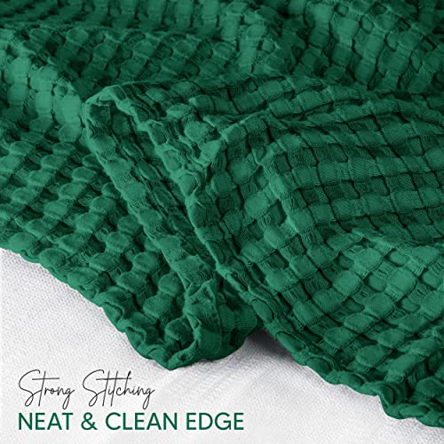 Image of Utopia Bedding 100% Cotton Waffle Weave Blanket King Size for Bed - Lightweight, Breathable Summer Blankets Soft and Cozy, Gifts for Women Home Room Decor (Forest Green, 90x108 Inch)