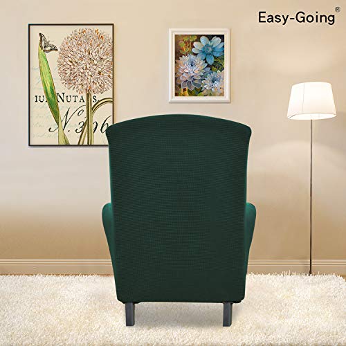 Image of Easy-Going Stretch Wingback Chair Sofa Slipcover Dark Green