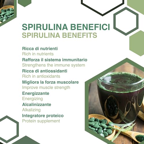 ERBOTECH Spirulina BIO in Compresse, Confezione da 200g, circa 800 Capsule, Alga 100% Biologica, Pura e Vegana, Fonte di Energia, Ricca di Proteine, Vitamine, Magnesio - 5