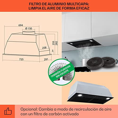 Klarstein-Campana-Extractora-Empotrable-l-Bajo-Consumo-200W-Extraccion-600mh-725cm-Ancho-l-Campanas-Extractoras-Cocina-con-Extraccion-de-Humos-Acero-Inox-Extractor-Cocina-Silencioso-Negro