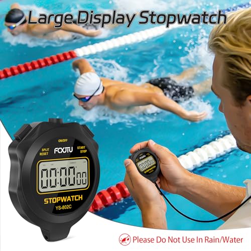 FCXJTU Simple Digital Sports Stopwatch, No Bells, No Clock, No Alarm, Simple Basic Operation, Silent, ON/Off, Pure Stopwatch for Swimming Running Training Kids Coaches Referees Teachers Black - Image 5