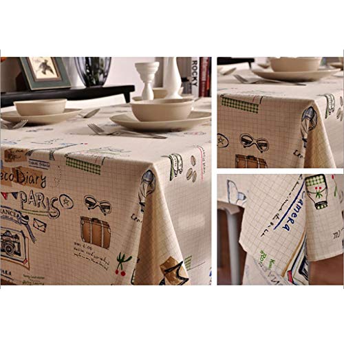 Nappe lavable anti-tache en lin imprimé journal pour table rectangle propre