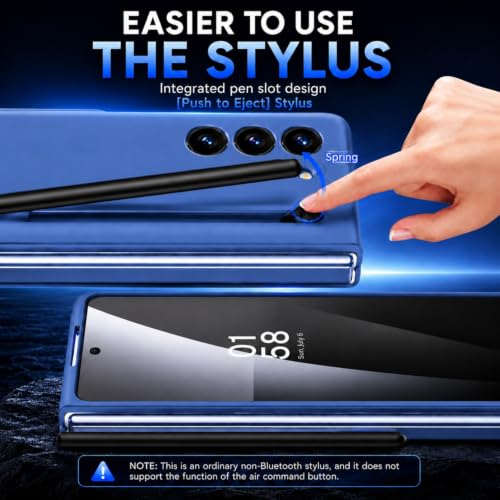 Image of TechTrendz PC Ultra Slim Premium Case For Samsung Galaxy Z Fold 7 Case With Built In Screen Protector With Compact S Pen Holder & Storage Slot,Protective Phone Case For Z Fold 7 Back Cover-Blue