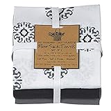 Kay Dee Designs Café Express Collection Medallion Flour Sack Cotton Towels, 26-Inch by 26-Inch, Charcoal, Set of 3