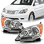 ACANII - For 2008-2010 Honda Odyssey Headlights Chrome Housing Headlamps Replacement Driver & Passenger Side
