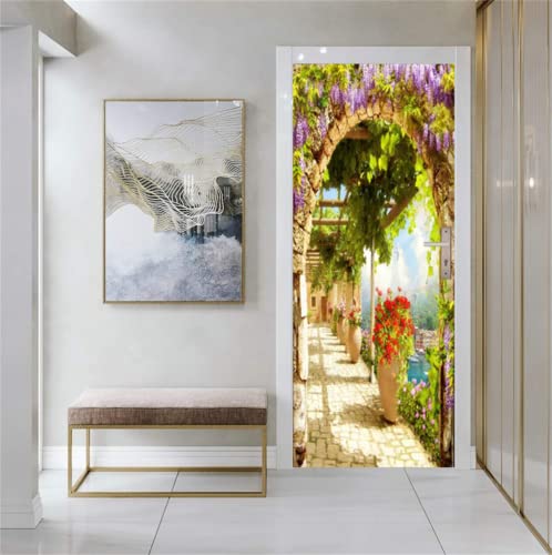 Artfanke 3D Door Sticker Peel And Stick - Garden Landscape Door Wallpaper Wall Mural - Self-Adhesive Pvc Door Decal For Living Room Bedroom Decoration #TOP1