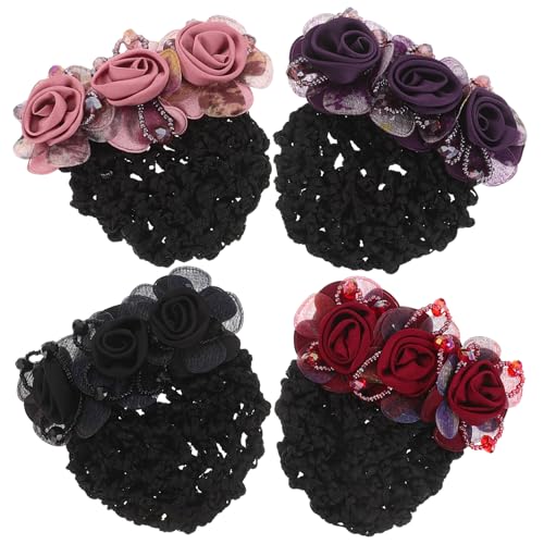 Barrette filet à chignon fleurie pour sublimer vos coiffures de cérémonie et de bureau