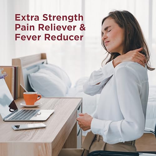 image for Amazon Basic Care Extra Strength Pain Relief, Acetaminophen Caplets, 5