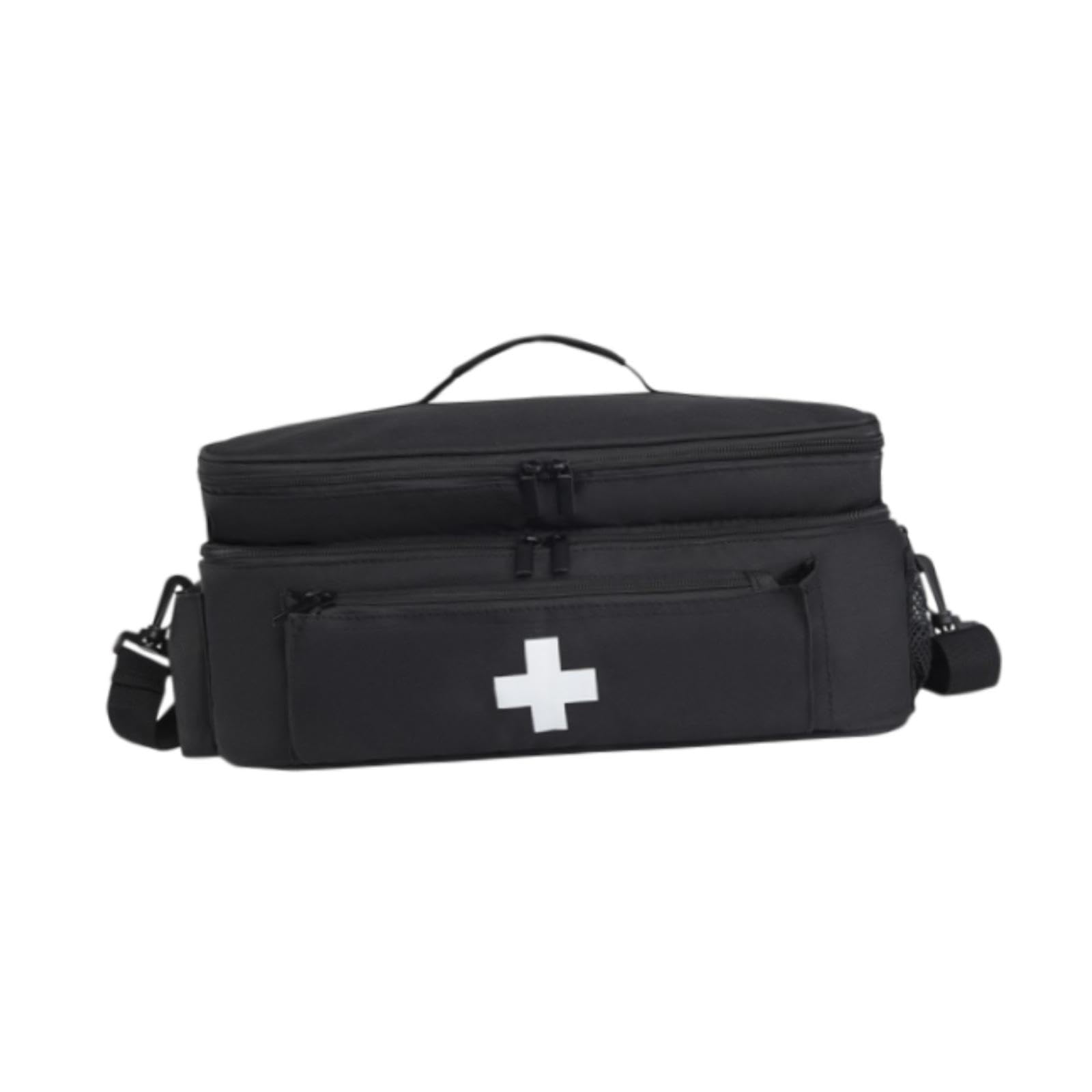 Borsa di primo soccorso, borsa vuota, chiusura lampo liscia, custodia per le emergenze, kit di emergenza, organizer per attività all'aperto, casa, escursionismo (nero)