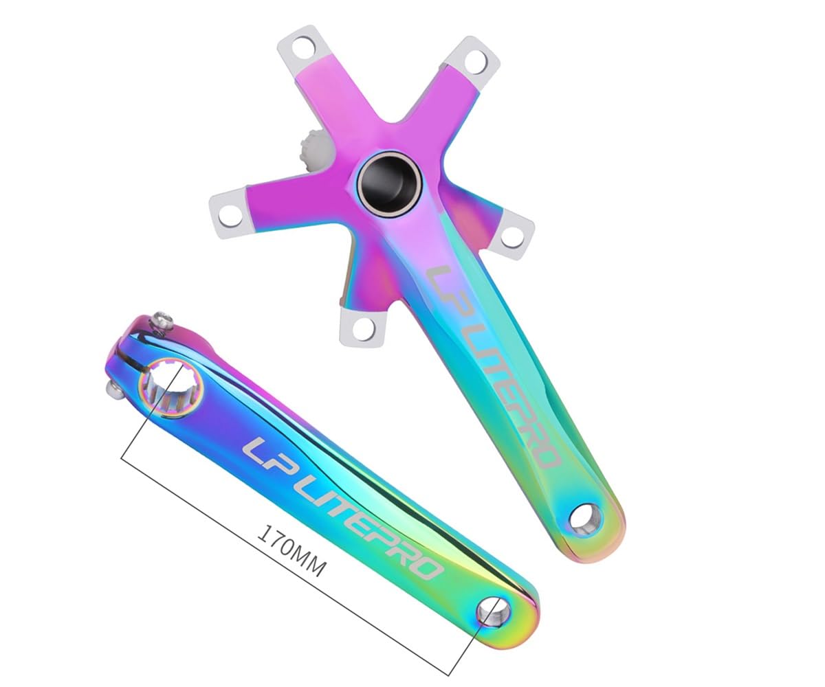 Bike Guarnitura, Set di pedivelle Integrate Cave per Bici Pieghevole da 170 mm, 130BCD, in Lega di Alluminio, di Ricambio per guarnitura per Bicicletta