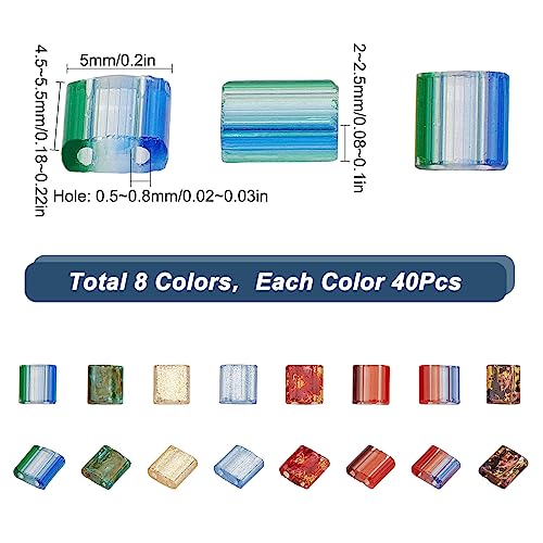 SUNNYCLUE 1 Box 320Pcs 8 Style 5 * 5mm Tila Beads Flat Square Beads 2-Hole Glass Seed Beads Opaque Spacer Loose Beads for Multi-Strand Jewelry Making DIY Craft Bracelet Necklace Earrings Embroidery - Image 2