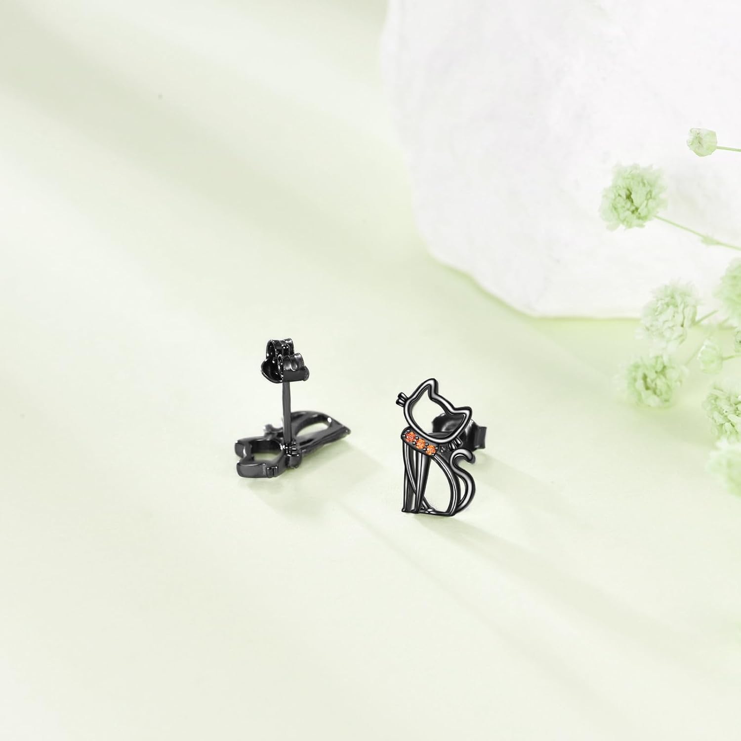 Black Cat Stud Earrings 925 Sterling Silver Cute Animal Stud Earrings For Women For Cats Lovers - Image 6