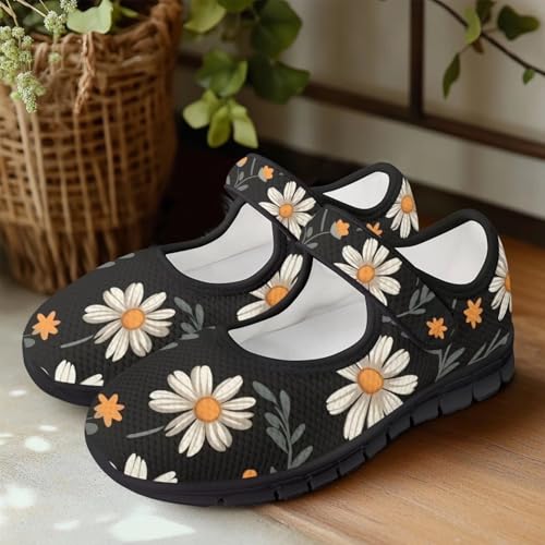 Binienty Womens Mary Jane Flats Cozy Soft Mesh Walking Sneaker Shoes with Ankle Strap Non Slip2