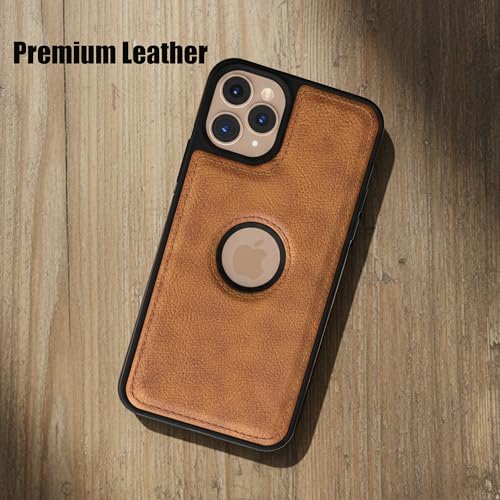 Image of Leather Case for Apple iPhone 11 Pro Max Premium Protective Stylish Slim Cover with Shockproof Raised Edges Brown