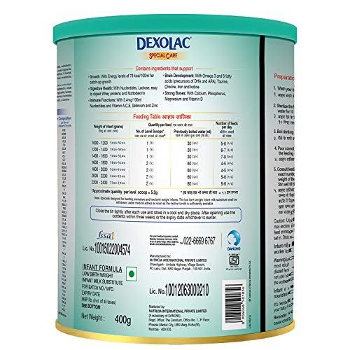 Image of Dexolac Special Care Infant Formula Powder for Premature Baby (Born Before 37 Weeks), 400 g Tin