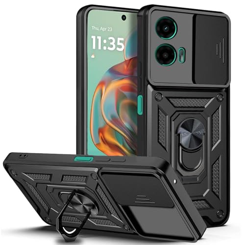 Image of Luxe Back Cover for Motorola G34 5G / Motorola G45 5G | D10 Tough Armor | Sliding Camera Shield | 360 Protection | Kickstand Ring Holder | Military-Grade Shockproof Bumper