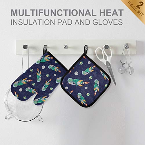 Astronaut Dinosaur Oven Mitts Pot Holder Set Funny Space Kitchen Decor Cooking Stove Gloves Heat Resistant Hot Pads Recycled For Bbq Baking Grilling #TOP2