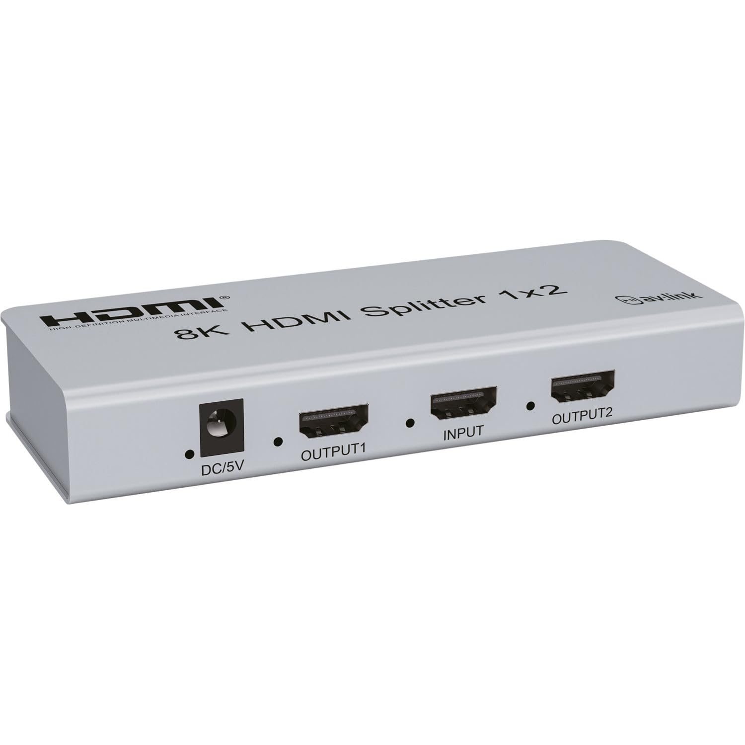 AV:Link | Splitter HDMI Ultra HD 8K con controllo EDID | 1 ingresso e 2 uscite | Collega senza problemi una singola sorgente HDMI a più schermi per giochi, intrattenimento o uso commerciale