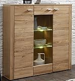 ✔zeitloses design Stella Trading Kommode Schrank Vitrinenschrank Highboard Anrichte, Holz, Braun, 38 x 126 x 134 cm