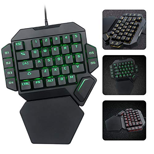 Tastiera Da Gioco A Una Mano Vikye | 35 Tasti Retroilluminati RGB | Silenziosa Ed Ergonomica | USB Per PC
