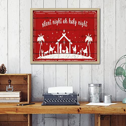 Panneau de décoration murale de table vieilli en bois peint pour la Nativité de Noël