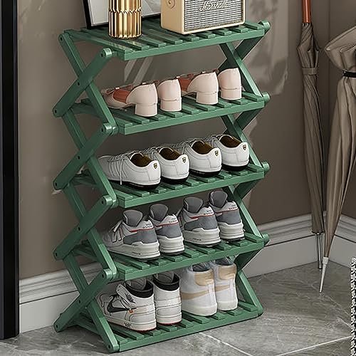 6-Tier Foldable Bamboo Shoe Rack - Stylish Shoe Shelf Stand for Entryway, Indoor &amp; Outdoor Storage, Compact 50cm Height for Organizing Shoes