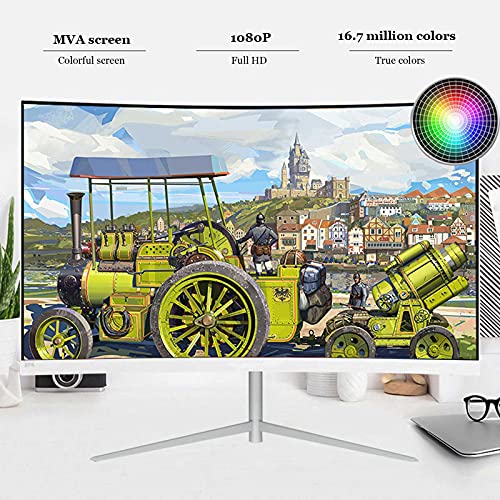 Image of 24-inch Curved Surface Computer Monitor Borderless Led Hd External Monitor Computers with Hdmi and Vga Ports Wide Monitor Low Blue Light 5ms (1920x1080p)