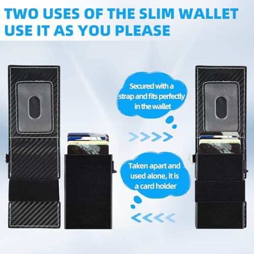 Carbon Fiber Wallet for Men - Slim Bifold RFID Blocking Wallet, Aluminum Credit Card Holder, Money Clip, 10 Card Slots, Gift for Adults3