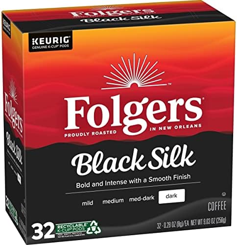 Folgers Black Silk Dark Roast Coffee, 128 Keurig K-Cup Pods