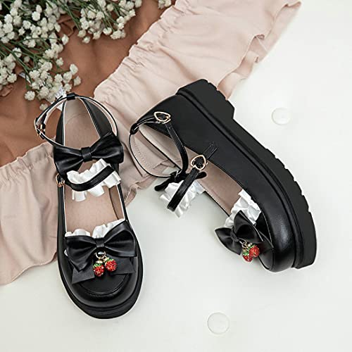 Alsoloveu Women Chunky Low Heel Mary Janes Cosplay Shoes with Ankle Strap4