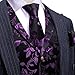 Barry.Wang Dark Purple Mens Vest Tie Sleeve Holder Set Silk Lapel Collar Formal/Casual Flower Vests Wedding Tuxedo Waistcoat