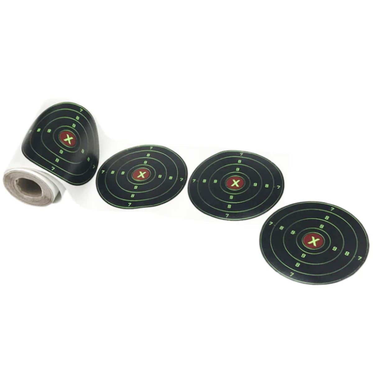 100 bersagli reattivi per tiro - adesivi effetto splatter in verde fluo, diametro 10 cm 4" Inches - alta visibilità per allenamento di precisione con aria compressa e Airsoft