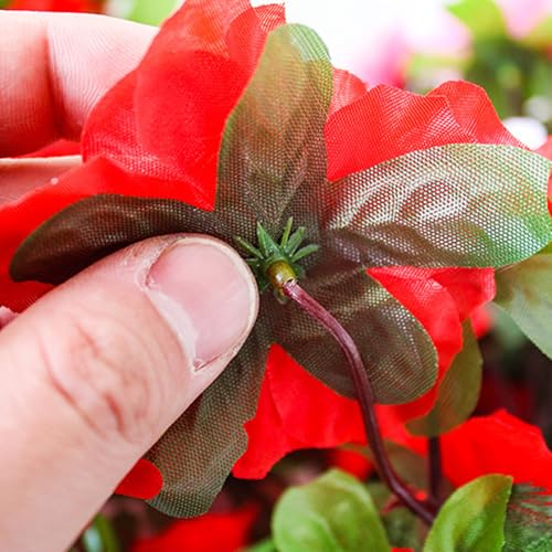 6 Pcs Artificial Flowers for Outdoors Indoor Decoration Artificial Plants Silk Geranium for Decor Outdoor Red Fake Flowers for Kitchen Table Indoor Outside Spring Decor (6, Red) image 3