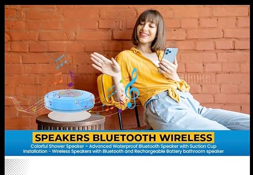 Speakers Bluetooth Wireless – Colorful Shower Speaker – Advanced Waterproof Bluetooth Speaker With Suction Cup Installation - Wireless Speakers With Bluetooth And Rechargeable Battery Bathroom Speaker #TOP7