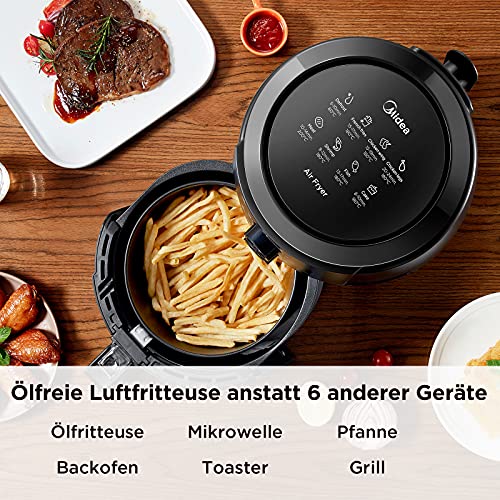 Midea MF-TN35B 3.5 XL Heißluftfritteuse,Öl- und Fettfrei Air Fryer,Multifunktionsgerät mit 8 Programmen,Zeit&Temperaturregelung,antihaftbeschichteter Korb mit Edelstahloberfläche,1500W,ohne BPA&PFOA … - Image 5