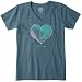Life is good Women's Crusher Vee Neck Engraved All Hear T-Shirt (Pacific Blue)
