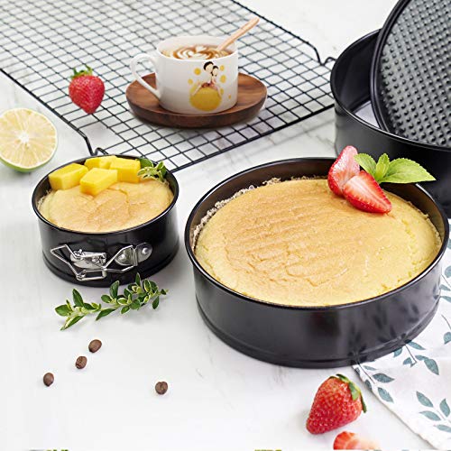 Amzeeniu Tortiera Rimovibile 4 Pezzi Ø 12/18/23/26 cm,Professionale Teglia da Forno Rotonda Springform con Rivestimento Antiaderente Torte in Acciaio al Carbonio Cake Pan per Pane e Formaggio - immagine 6