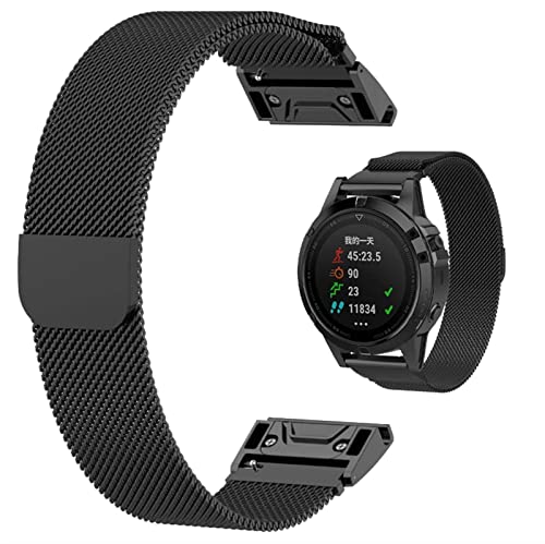 Bracelet Garmin Fenix 6X milanais noir idéal du bureau aux séances de sport