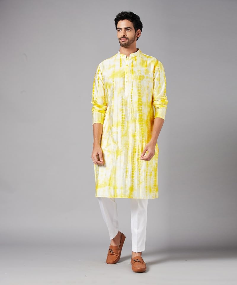 Image of LookMark Men's Cotton Blend Printed Long Kurta Suitable for All Indian Wedding, Occasions, and Festivals