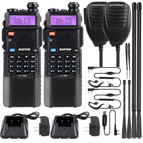 UV5R baofen gTalkie Walkie Double Bande Radio, Noir 3800mAh Li-IO...