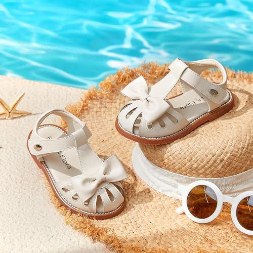 Image of Felix & Flora Toddler Girls Sandals Soft Rubber Princess Flat Shoes Flower Girl Shoes