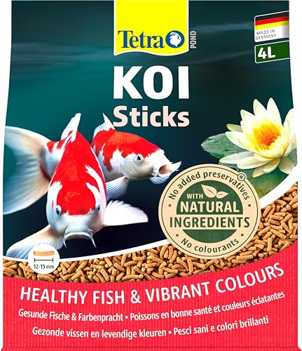 Tetra Pond Koi Sticks, Alimento para todos los peces Koi, para peces sanos, colores intensos y agua transparente, bolsa de 4 L