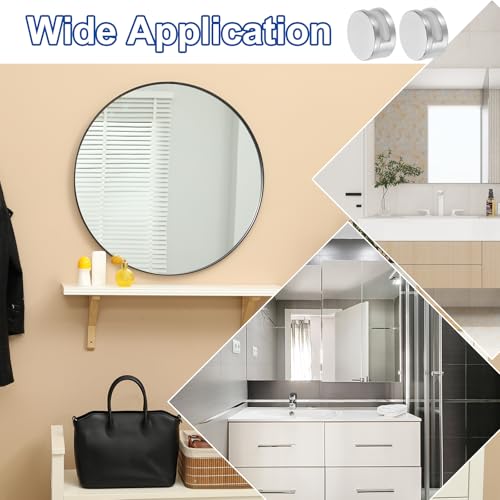 Image of uxcell 4 Pcs Frameless Mirror Mounting Hardware, Zinc Alloy Mirror Holders Mirror Mounting Clips Mirror Hanging Holders Brackets Kit with Screws & Anchors for Bathroom, Silver