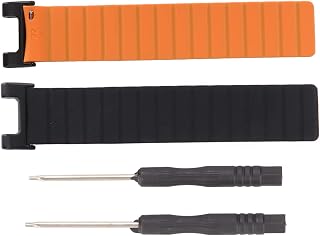 LANTRO JS Silicone Watch Wrist Strap with Magnetic System, for Trex Trex Pro(Black and Orange)