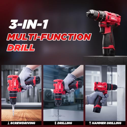 Image of IBELL 12V Brushless Cordless Combo Kit | Impact Screwdriver 185Nm + 40Nm Impact Drill | 2 x 1500mAh Batteries, 2 Chargers & 2 Carry Cases | Professional Drill & Driver Set | 1 Year Warranty