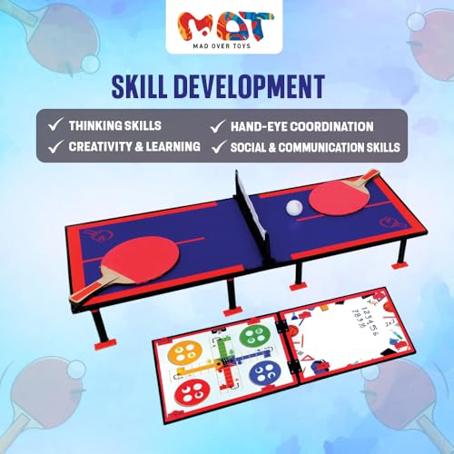 Image of 3-in-1 My First Ping Pong |80cm Table Tennis Trainer, Ludo & White Board |Indoor Tabletop Game for Family|Fun Learning & Educational Writing Board|Toy Gift Game for Kids 3+ Year & Adults