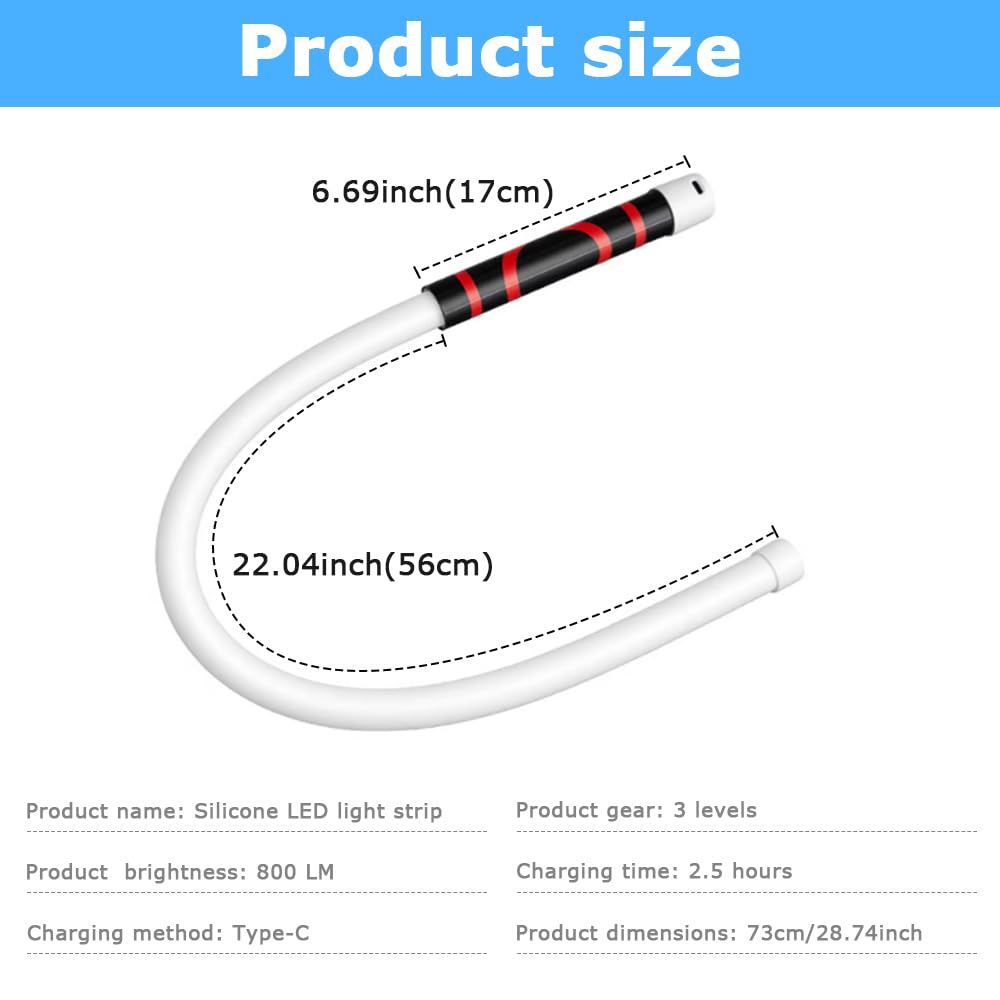 Wand LED Flessibile Ricaricabile Luce, Torcia Elettrica Pieghevole a LED Con 3 Modalità Di Illuminazione, Torcia a LED Flessibile E Portatile, Torcia a LED Flessibile per Riparazioni Auto