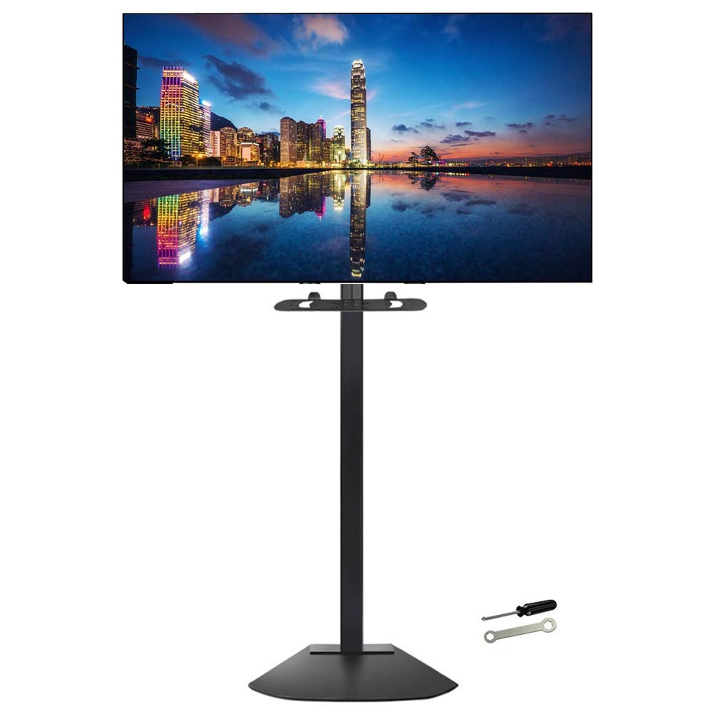 Meuble TV Noir pour 32" - 80" avec Support Pivotant 4 Hauteurs Ajustables, Gestion des Câbles, Charge 70Kg / 154Lbs Beautiful Scenery